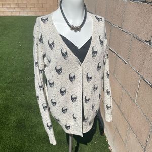 Skull cashmere oatmeal cardigan size medium no tag